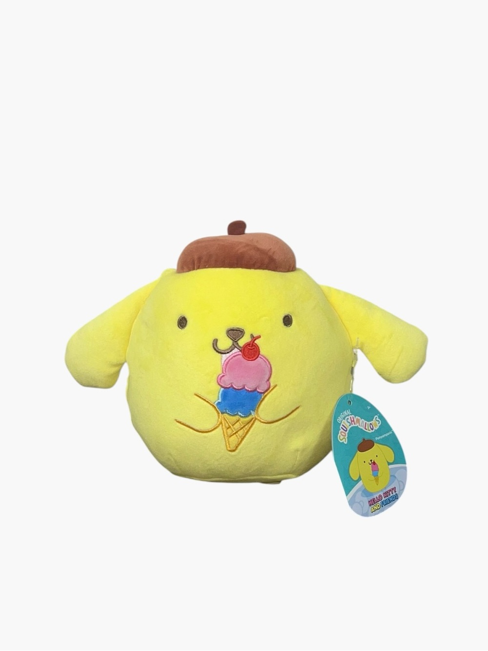 Sanrio Pompompurin Yellow Plush with Brown Beret and Multicolor Ice Cream